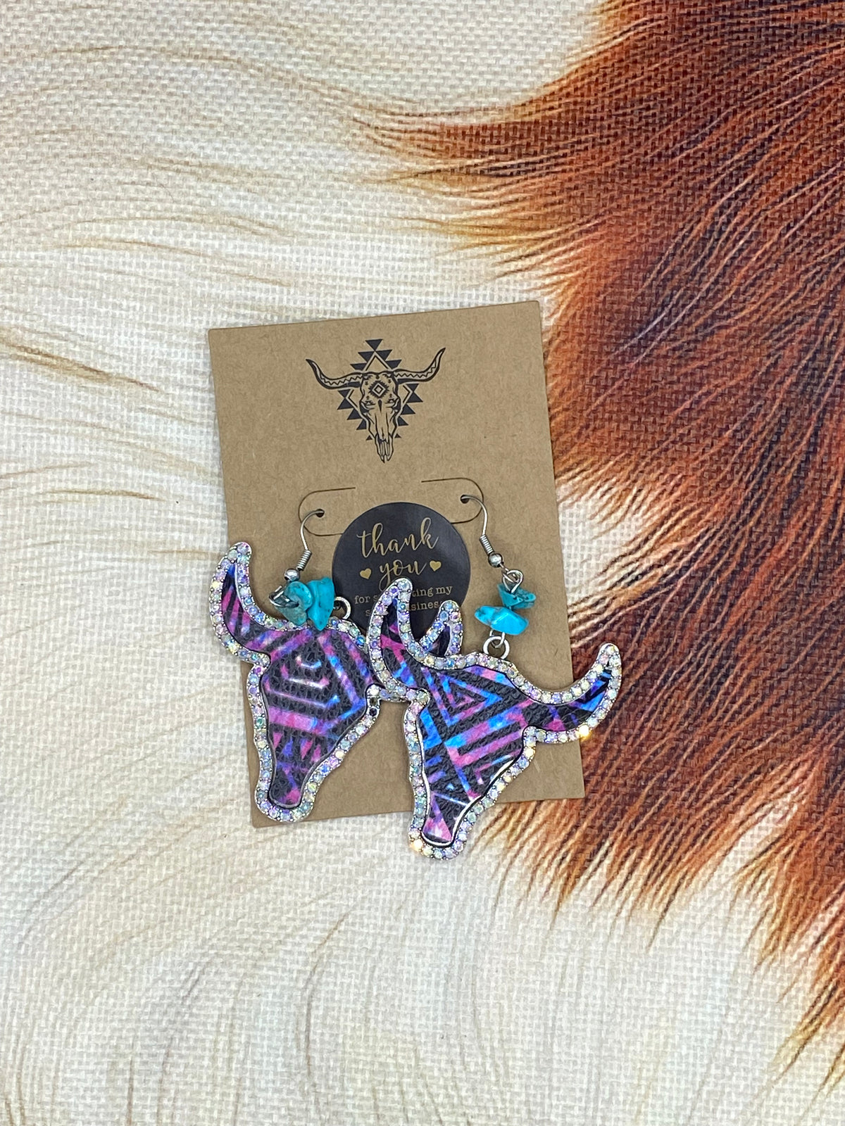 Diamanté Cow Skull - Purple