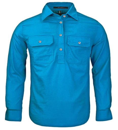 Kids Half Button Pilbara Work Shirt