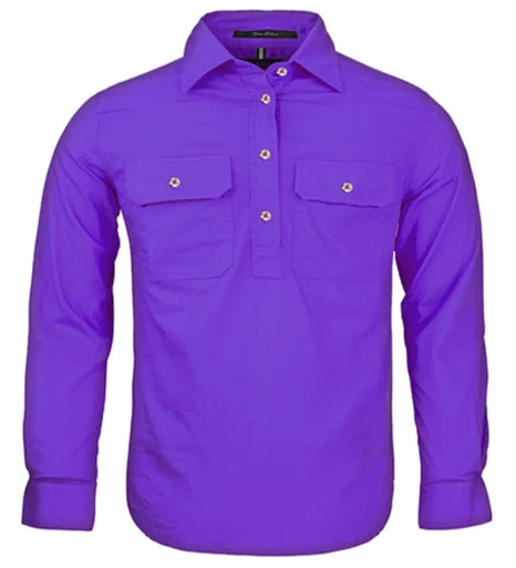 Kids Half Button Pilbara Work Shirt
