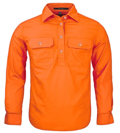 Kids Half Button Pilbara Work Shirt