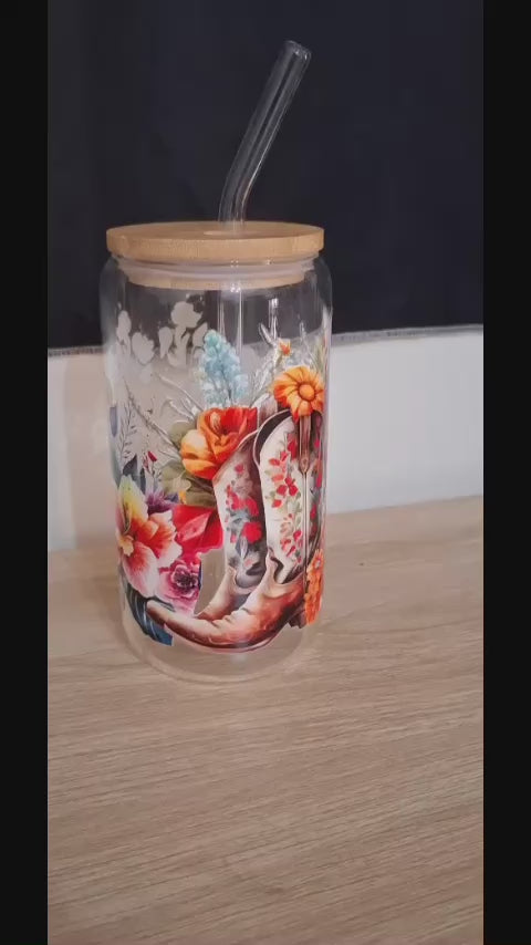 Glass Cup - Boots N Flowers